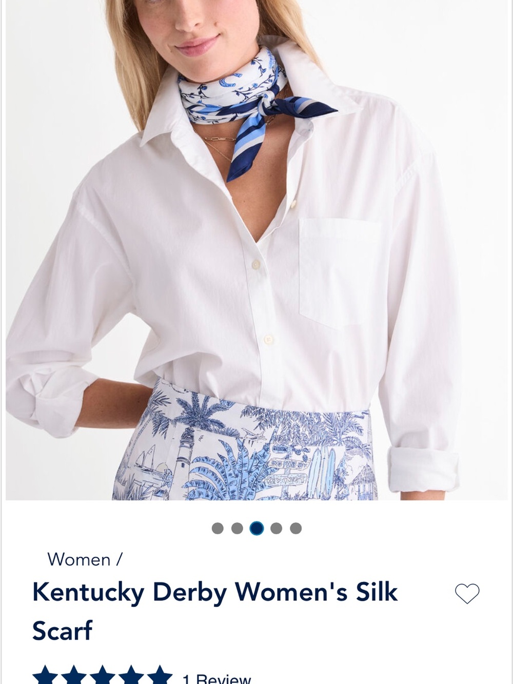 Vineyard Vines Blue and White Silk Neck Scarf